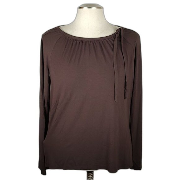 Ann Taylor Tops - EUC! Ann Taylor Tie Accent Long Sleeve Stretch Top Size XL Brown